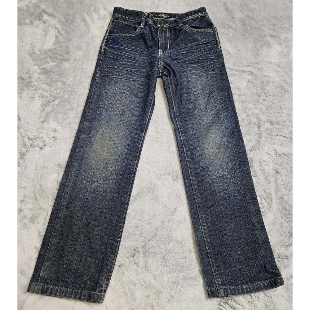 Vintage Y2K Phat Farm Boys Straight Leg Jeans Sz 12 (26x27) Blue Hip Hop